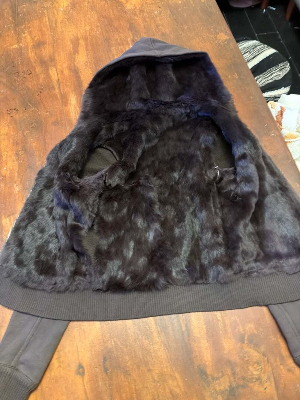 Vintage Juicy Couture Brown Zip Up Hoodie with Rabbit Fur Lining